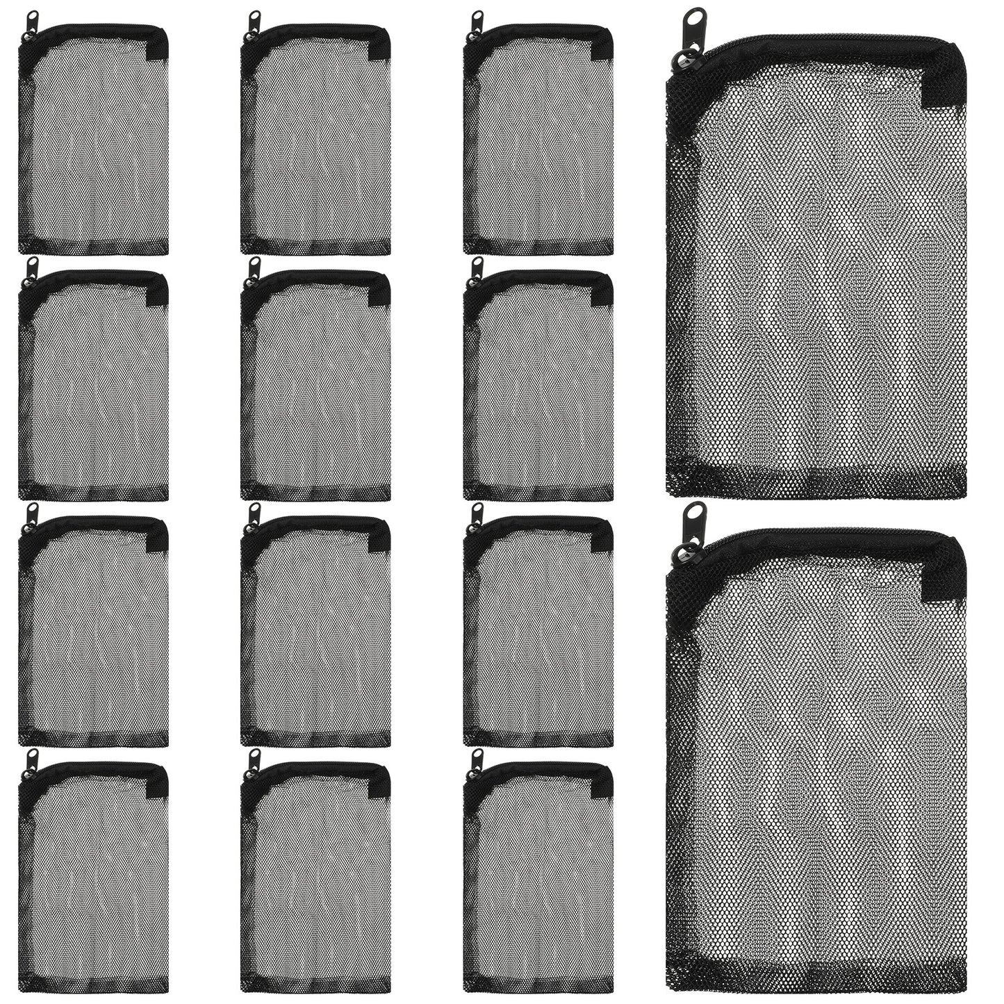 TIESOME 14Pcs Aquarium Filter Bags, Reusable Aquarium Filter Media Bags with Zipper Fish Tank Media Mesh Filter Bag High Flow Fine Mesh Net Bags for Activated Carbon, Biospheres(Black)