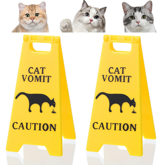 HJZHII Cat Vomit Caution Sign, Cat Warning Sign Decoration 3D Printed Funny Cat Vomit Sign Desk Decor Cat Decor Funny Gag for Cat Lovers and Cat Decorations