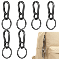 Cobee 6 Pcs Metal Keychain Key Rings, Heavy Duty Carabiner Keychain With Keyring, Portable Key Chain For Women Men, Home, Car, Travel, Outdoor, Backpacking(Black)