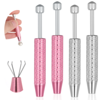 HJZHII 4 PCS Piercing Ball Grabber Tool, Flat Back Earring Tweezers for Changing Jewelry Stainless Steel 4 Claw Jeweler Pick Up Tool Anti Slip Piercing Grabber Tools for Jewelry Craft Small Parts