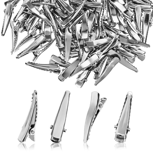 HJZHII 120 PCS Small Alligator Hair Clips,1.14Inch Silver Metal Alligator Hair Pins Ferroalloy DIY Small Crocodile Clips Teeth Bows Crocodile Hair Clips Women Girls Hair Care Hair Accessories