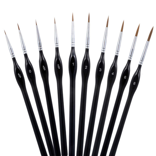 AOZUO 10Pcs Miniature Detail Paint Brushes Kit, Small Tiny Paints Brushes Set Professional Fine Detail Paint Brushes for Line Drawing Mini Paints Brushes Set for Watercolor Oil Face Nail Acrylic Model