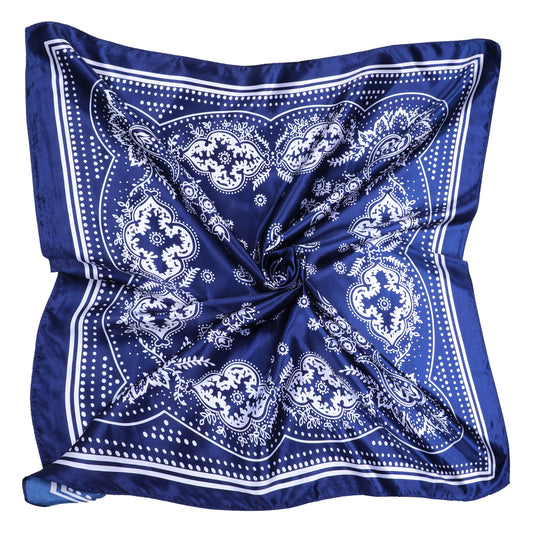 JIYIN Women Square Silk Head Scarf, 35" Large Soft Satin Headscarf Silk Scarf for Women Elegant Silk Scarf Versatile Satin Scarf Perfect Silk Head Scarf Gift for Women Blue(Blue)
