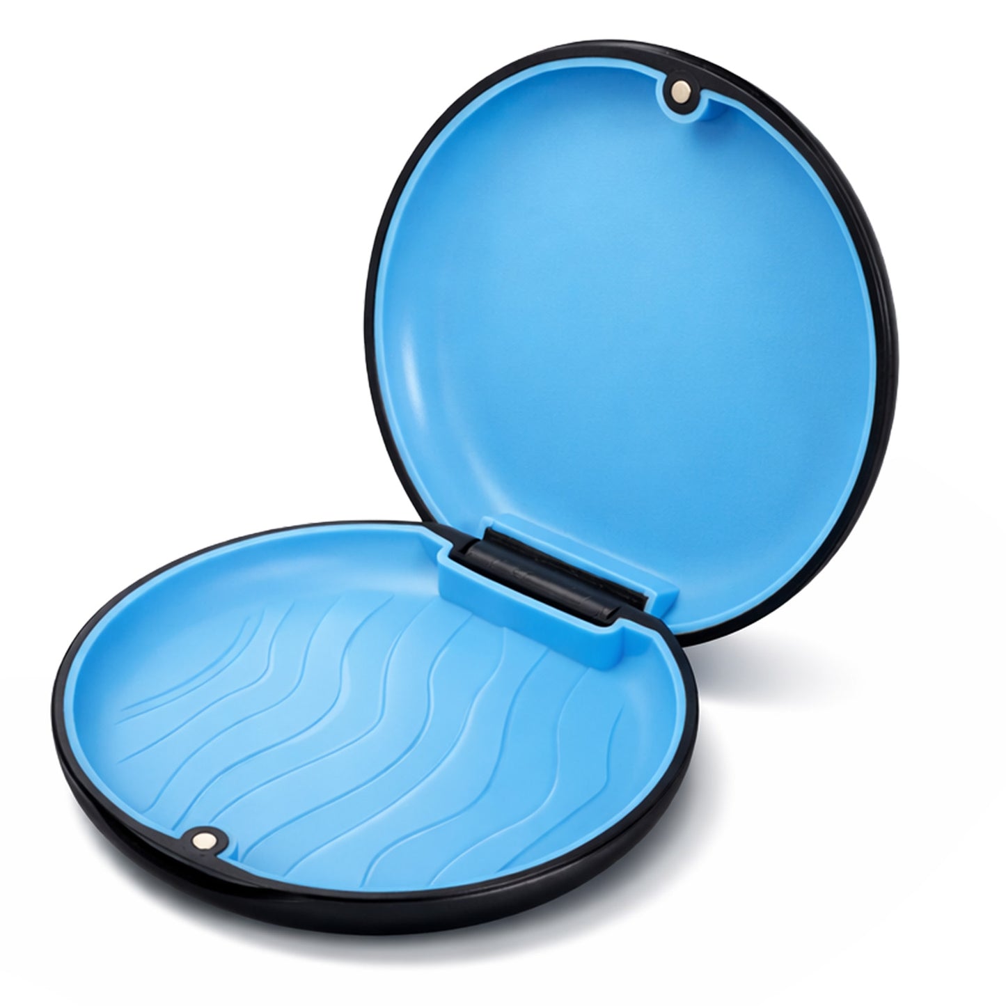 TIESOME Retainer Cases, Magnetic Closure Orthodontic Retainer Box Denture Case Slim Braces Case Night Guard Case Container Storage Holder(Black and Blue)(Black)