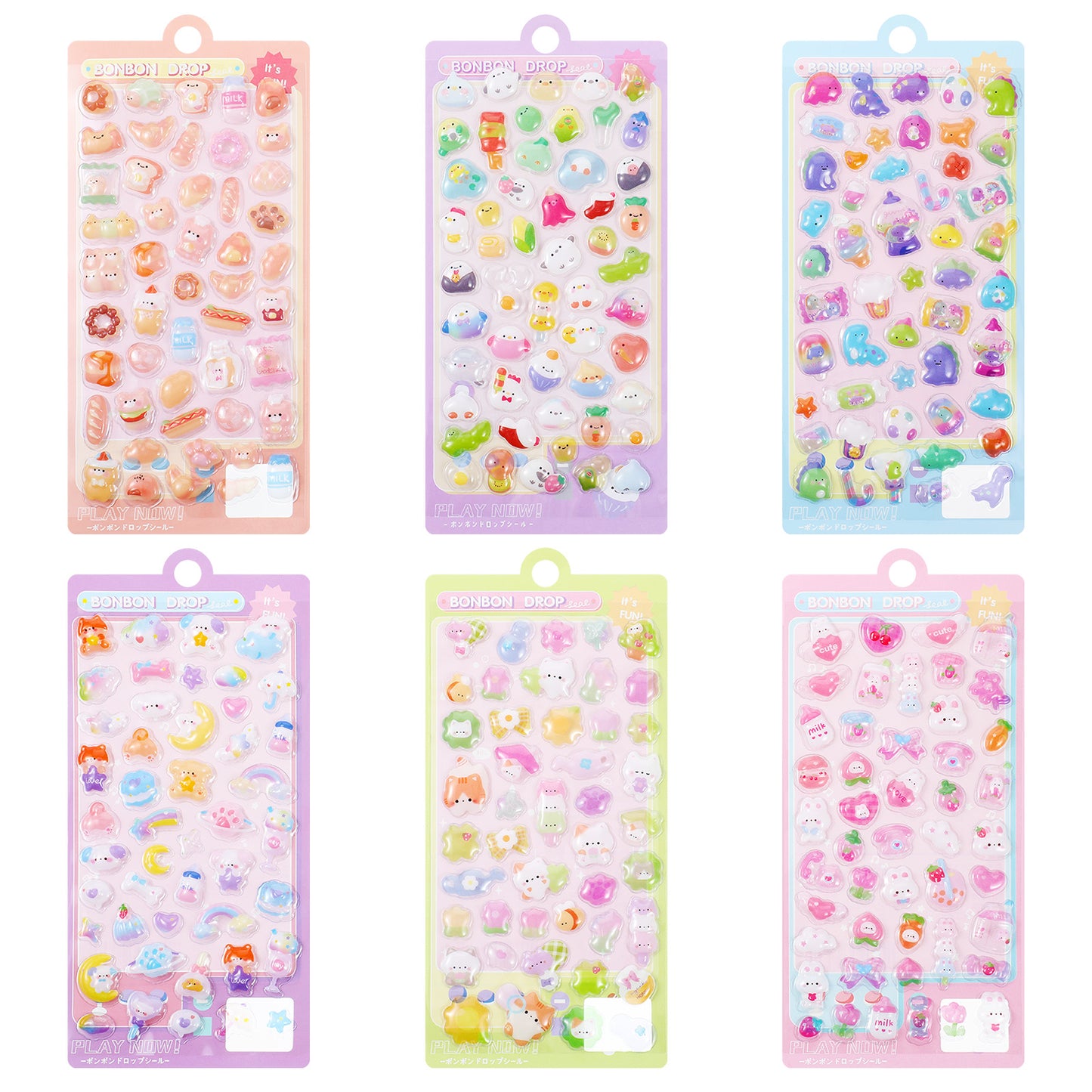 TIESOME 6 Sheets Puffy Stickers, 3D Cute Animal Puffy Stickers for Toddlers, Mini 3D Sticker for Scrapbook Phone Case Notebook, Reward Party Favors, Colorful Cartoon Decals