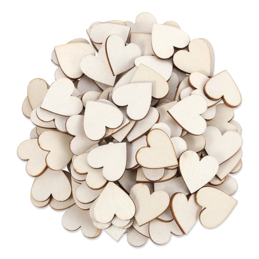 Bewudy 100 Pcs 1" Wooden Hearts for Crafts, Small Wood Hearts Cutout Slices, DIY Unfinished Wooden Ornaments Embellishments, Wood Slices Tags for Valentine's Day Christmas Wedding Party Ornaments