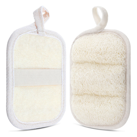 HJZHII 2 PCS Loofah Pad Exfoliating Body Scrubber, Shower Lufa Sponge Bath Scrub Natural Loofah Sponge Pad for Men and Women