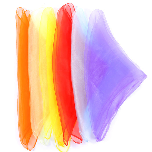 cobee 6 Pcs Sensory Scarves, Rainbow Colour Juggling Scarves Dance Ribbons, Dance Scarves Autism Sensory Equipment Sensory Play Toys for Gymnastics Rhythm Movement Magic