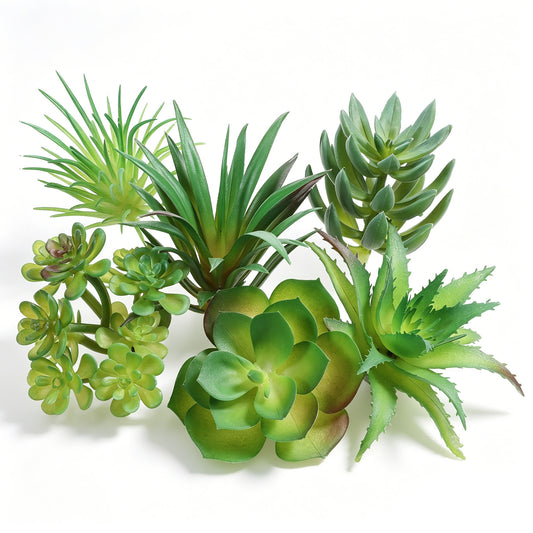 HJZHII 6Pcs Mini Fake Succulents Plants, Green Succulent Plants Faux Artificial Succulents Plant for DIY Crafting Home Floral Wall Office Decoration (Not Pots)