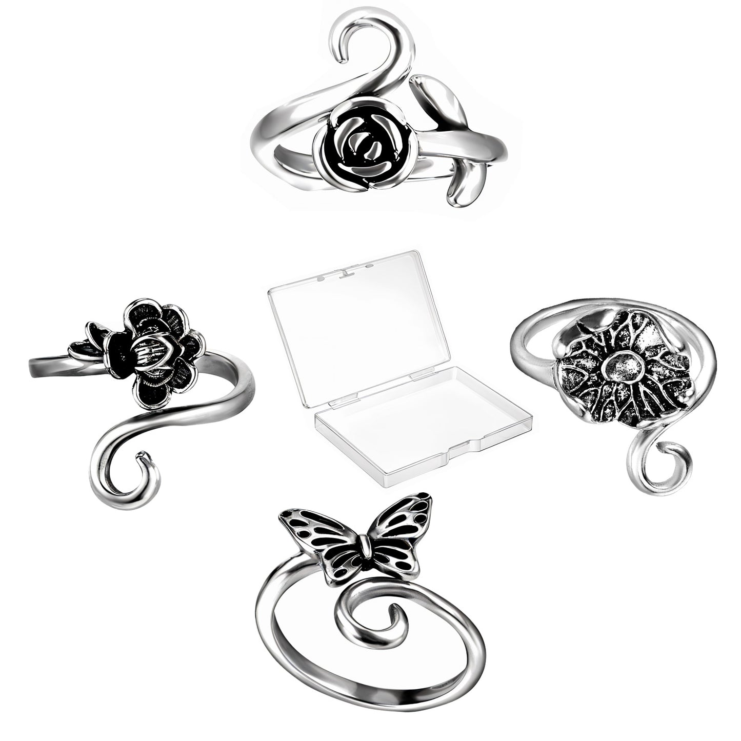 JIYIN 4 Pcs Crochet Ring for Finger, Adjustable Crochet Tension Ring, Yarn Tension Rings for Crocheting Yarn Guide Knitting Rings Crochet Tools Knitting Accessories Mother Grandma Thanksgiving Gifts