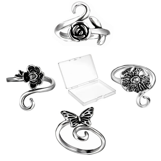 JIYIN 4 Pcs Crochet Ring for Finger, Adjustable Crochet Tension Ring, Yarn Tension Rings for Crocheting Yarn Guide Knitting Rings Crochet Tools Knitting Accessories Mother Grandma Thanksgiving Gifts