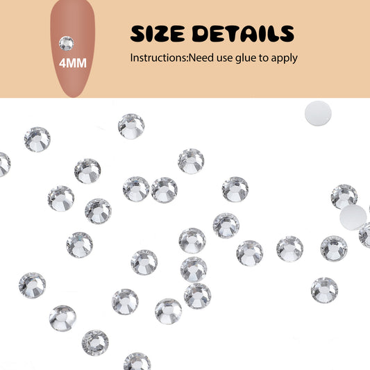 LXUEJIE 3000 Pieces 4 mm Resin Rhinestones, Shiny Rhinestone Flat Bottom Drill Sequins Embellishments Crystal Bling Diamonds for Shoes, Clothing, Cups, Bottles, Makeup, and DIY Nail Art Deco(White)