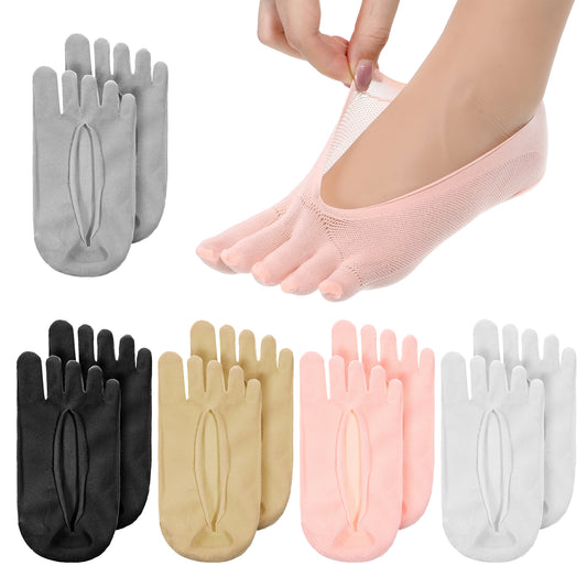 Cobee 5 Pairs Toe Socks for Bunions, No Show Five Finger Socks Low Cut Toe Separator Sock Breathable Toes Alignment Sock for Women