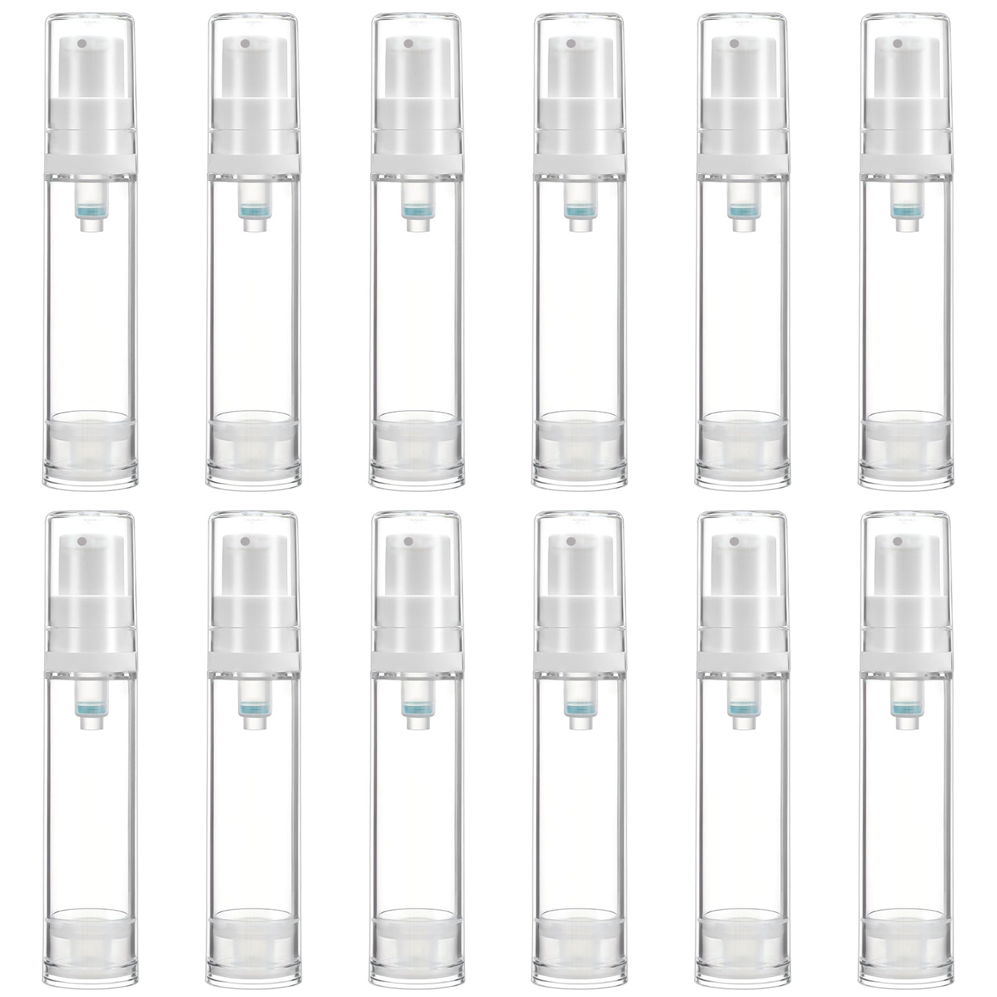 TIESOME 12 Pcs Vacuum Airless Pump Bottles, 0.34 OZ Refillable Travel Cosmetic Containers for Creams Lotion Foundation DIY Skincare (10ml)