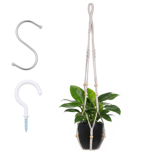 JJUNW Macrame Plant Hangers, Modern Macrame Plant Hanger, Cotton Rope Hanging Planter for Indoor/Outdoor Balcony Home Decor (Planters/Plants Excluded)