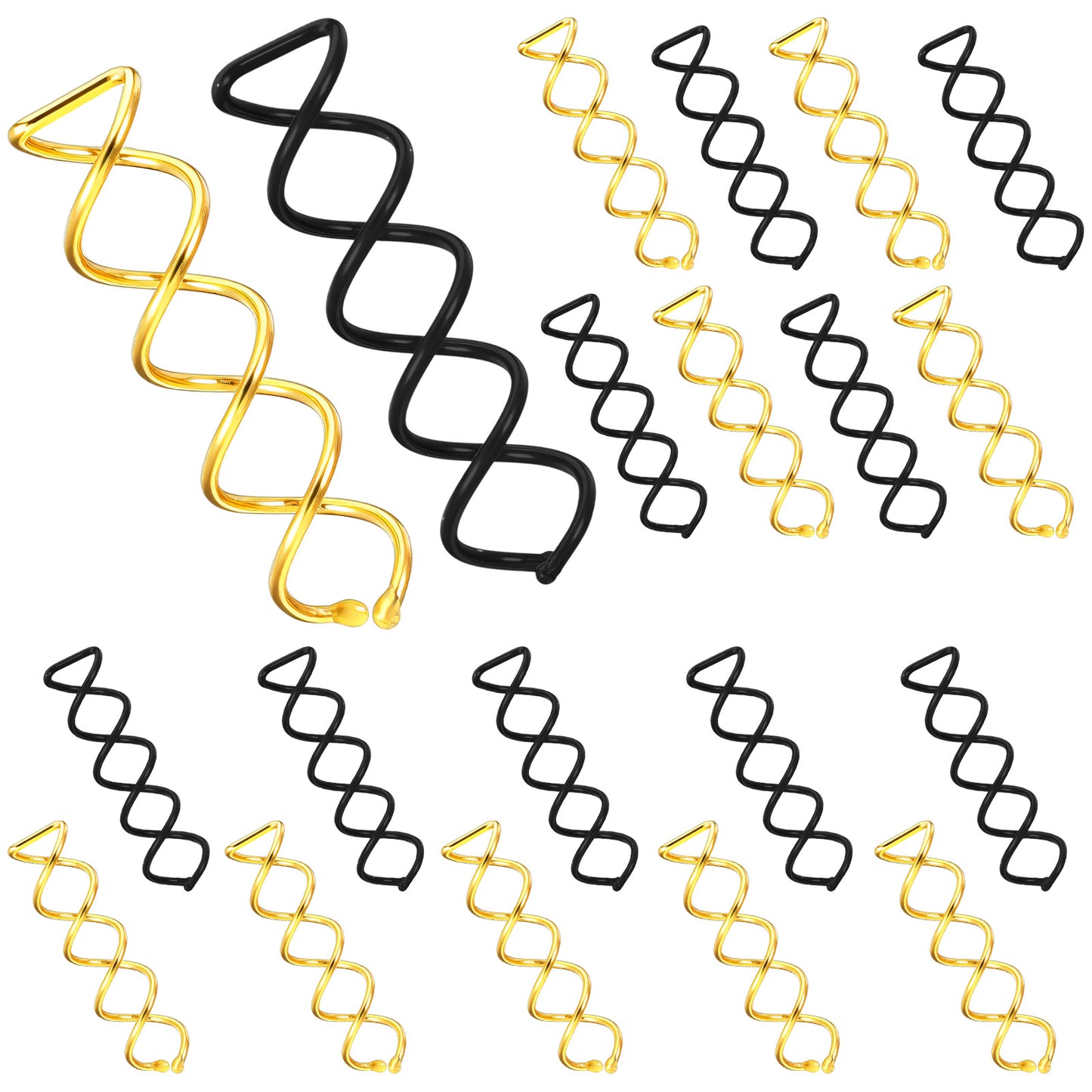 LXUEJIE 20PCS Spiral Hair Pins, 2 Colors Spin Pins Spiral Bobby Pin for Girls Women Non-Scratch Round Clip & Bun Twist, Stylish Bun Bobby Pin, Alloy SpinPins for Hair(Gold Black)
