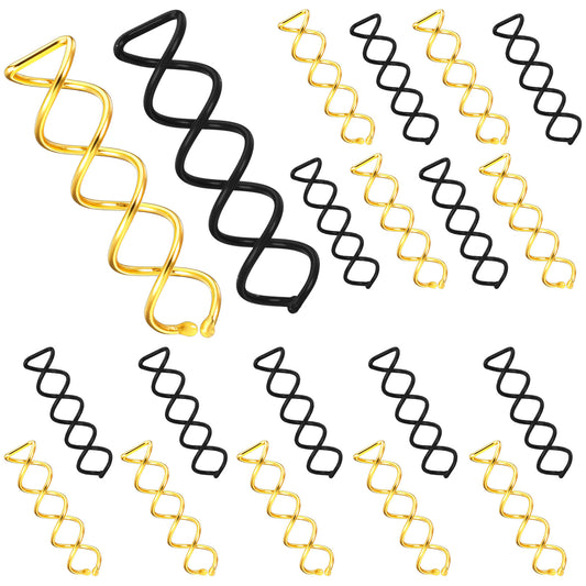 LXUEJIE 20PCS Spiral Hair Pins, 2 Colors Spin Pins Spiral Bobby Pin for Girls Women Non-Scratch Round Clip & Bun Twist, Stylish Bun Bobby Pin, Alloy SpinPins for Hair(Gold Black)
