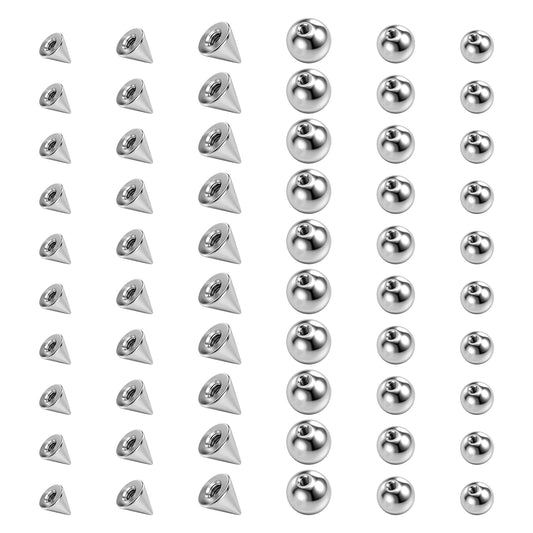 IANFAN 60Pcs Piercing Ball, Externally Threaded Stainless Steel Replacement
