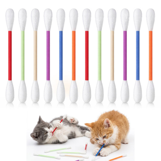 Cobee 12 Pcs Giant Cotton Swabs Shape Cat Toys, 16x1.5cm Kitten Chew Sticks Teething Sticks Interactive Felt Kitty Kicker Toy for Indoor Boredom Exercise