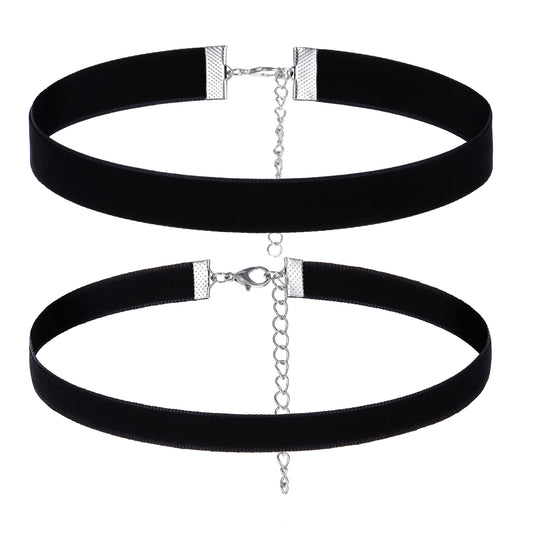 LXUEJIE 2 Pcs Black Choker Necklace, Gothic Velvet Choker Necklaces Black Velvet Witch Chokers Adjustable Gothic Chokers 90s Goth Chokerss Necklace for Valentines Birthday Halloween Cosplay