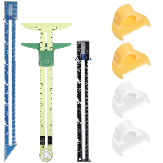 HJZHII 7 Pcs Sewing Gauge, Edge Sewing Templates for Even Stitching Sewing Gauge Measuring Tool with 3 Rulers and 4 Seam Allowance Templates 5-in-1 T-Shaped Sliding Gauge Ruler for Precise Stitching