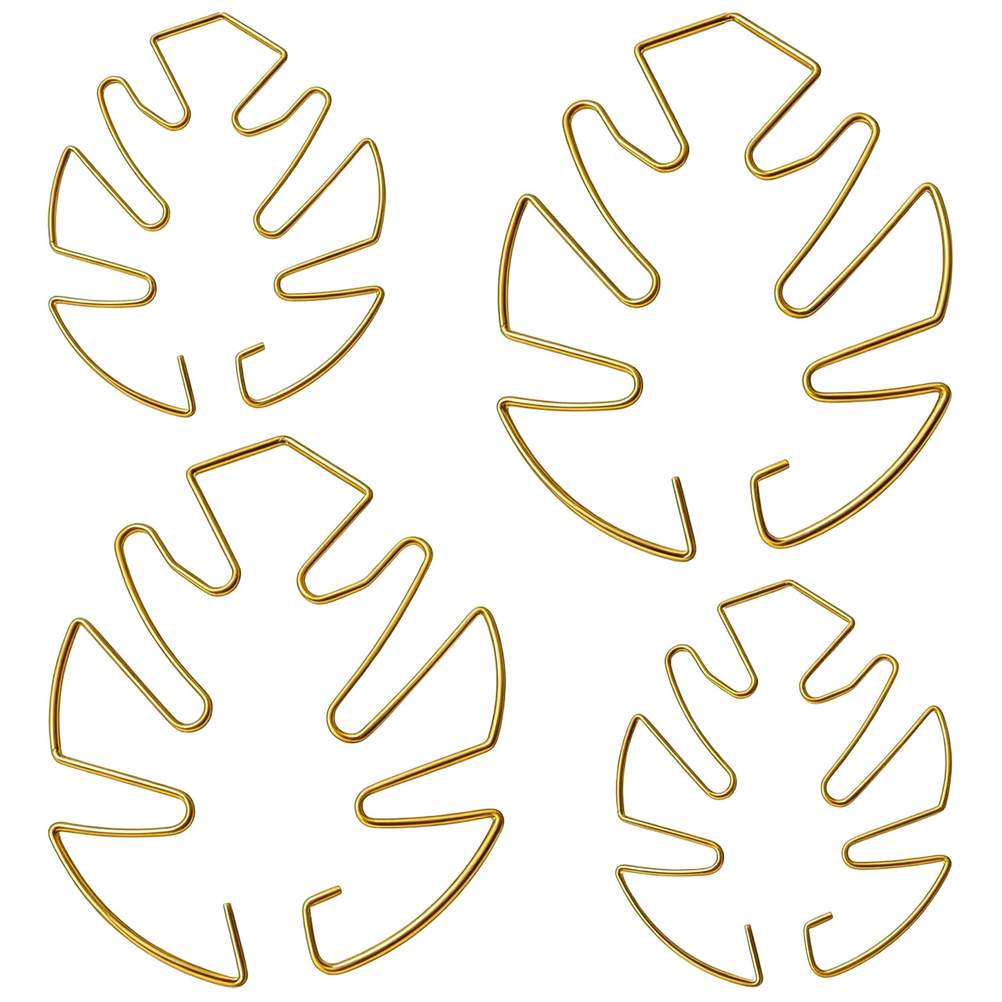 DOPENSPI 4 Pcs Golden Monstera Plant Support, 2 Sizes Leaf Shaped Plant Support Iron Stem Holder Climbing Vines Turtle Shell Clamp Set Indoor Plants Stakes for Vertical Growth Stability