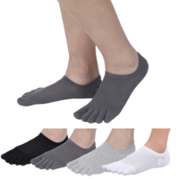 Yuanchu 4 Pairs Toe Socks, No Show Low Cut Running Five Finger Walking Sports Sock for Men Women