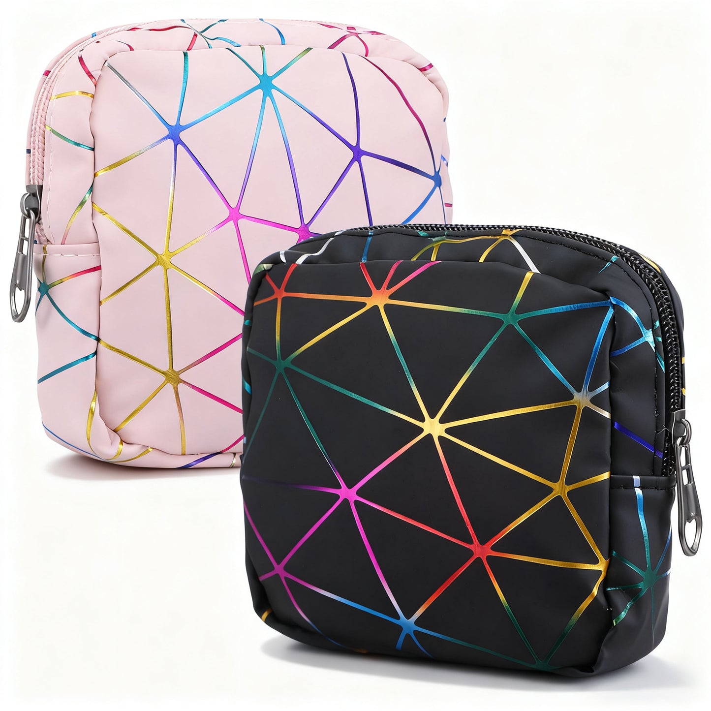 Yuanchu 2Pcs Sanitary Pad Storage Bag, Waterproof Period Pouch with Zipper Discrete Feminine Product Organizer Portable Tampon Holder Reusable Cosmetic Organizer Bags for Women Teen Girls(B)