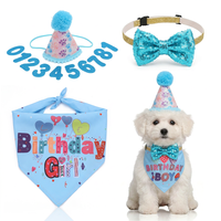 YUXMU Dog Birthday Hat And Bandana Set, Pink Party Hat With Numbers For Small Medium Large Dogs Pet Birthday Decorations Outfit(Blue)