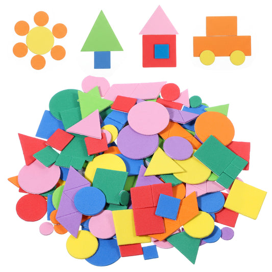 JJUNW 750 Pieces Foam Geometric Shape Stickers, Self Adhesive Mini Shape Sticker Colorful Craft Stickers, Circle Square Triangle Pentagram Eva Foam Sticker for DIY Art Craft Supplies Greeting Cards