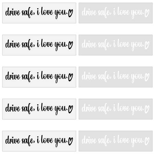 MBAIYO 10Pcs Drive Safe I Love You Mirror Sticker, Drive Safe I Love You Car Decals Rear View Mirrors Sticker Cute Car Decals for Women Rear View Mirror Safety Reminder Gift (Black and White)