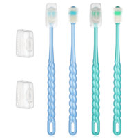 LXUEJIE 4 Pcs 360-Degree Pet Toothbrush for Puppy, Small Dog and Cat Soft Toothbrush Pet Teeth Cleaning Kit (Blue, Green