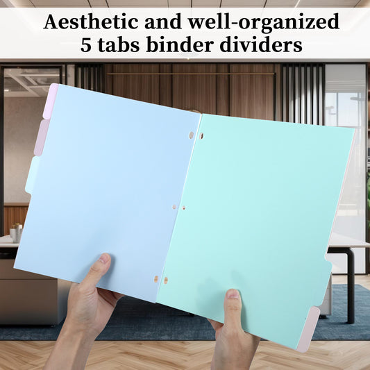 Jeffdad Binder Dividers for 3 Ring Binder, 5 Tab Binder Dividers Blank Write On Page Dividers Notebook Dividers Letter Size for School Office Home(10)