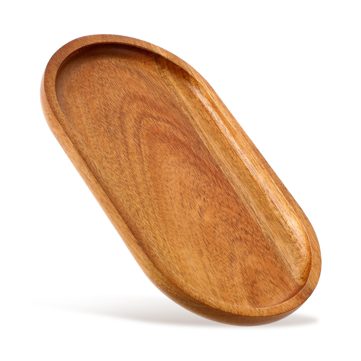 DOPENSPI Oval Wood Tray, 7.48''×4.13'' Natural Wooden Serving Tray Oval Kitchen Platter Charcuterie Plate Bathroom Counter Trays Wood Trays for Kitchen Bathroom Party Snacks Appetizers Coffee Table
