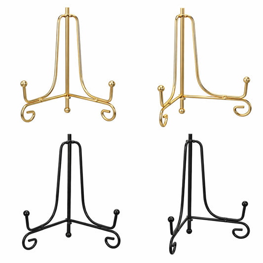 JJUNW 2 Pcs Plate Holder Easel Display Stand, 4 Inch Metal Gold Iron Tabletop Picture Stand, Frame Holder For Mini Easel, Frame, Book, Card, Plaque, Bowl, Picture Stands