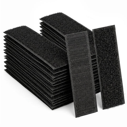 Amabro 15 Pairs Heavy Duty Hook and Loop Tape Self Adhesive, Strong Double Sided Sticky Black Strips Mounting for Home Office Car Indoor Outdoor (3.94×1.18 inch)