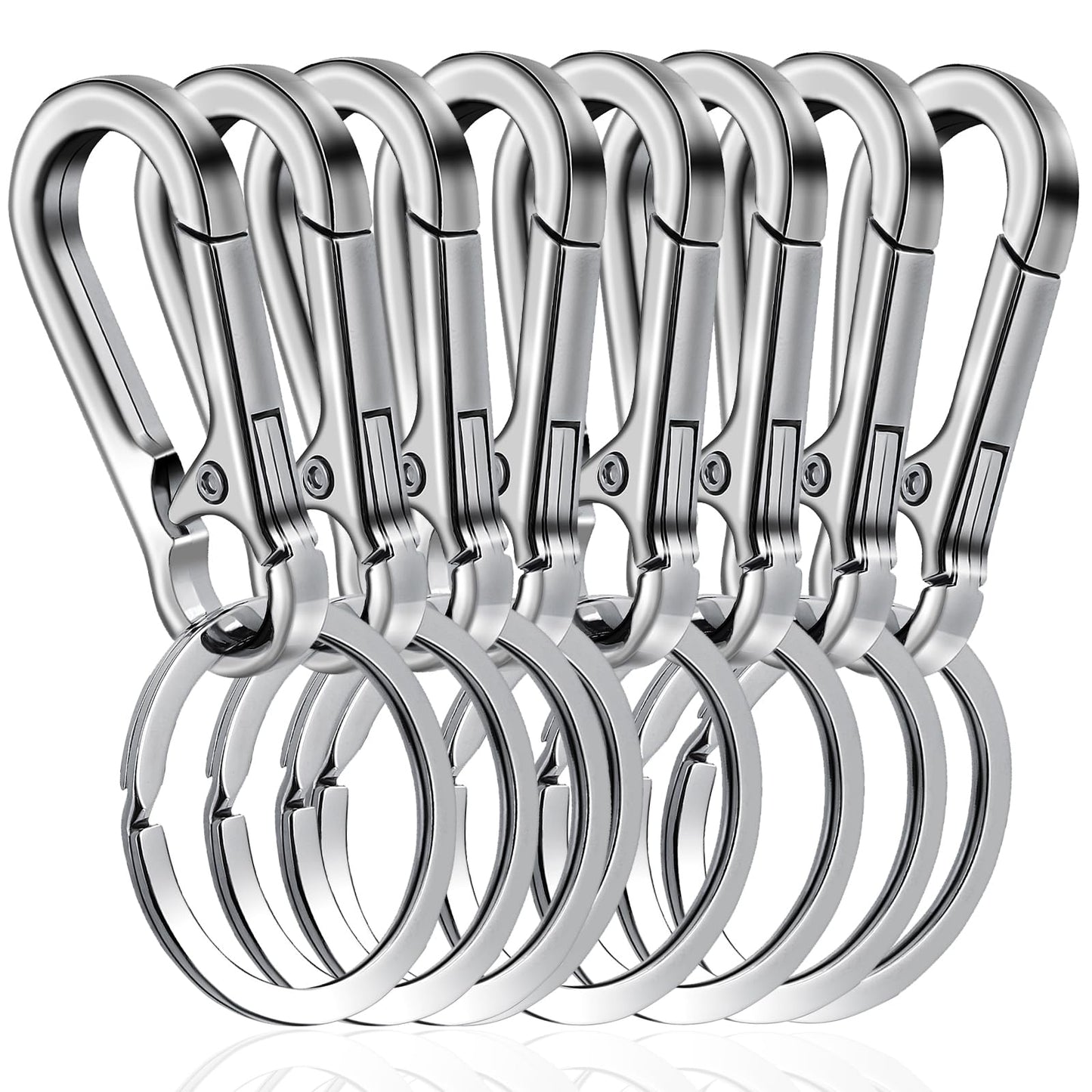 GEEHUA 8 PCS Heavy Duty Zinc Alloy Keyring, Metal Carabiner Clip Keychain Car Key Holder Stainless Keyring Quick Release Key Chain Clips Carabiner Keyring for Men Women