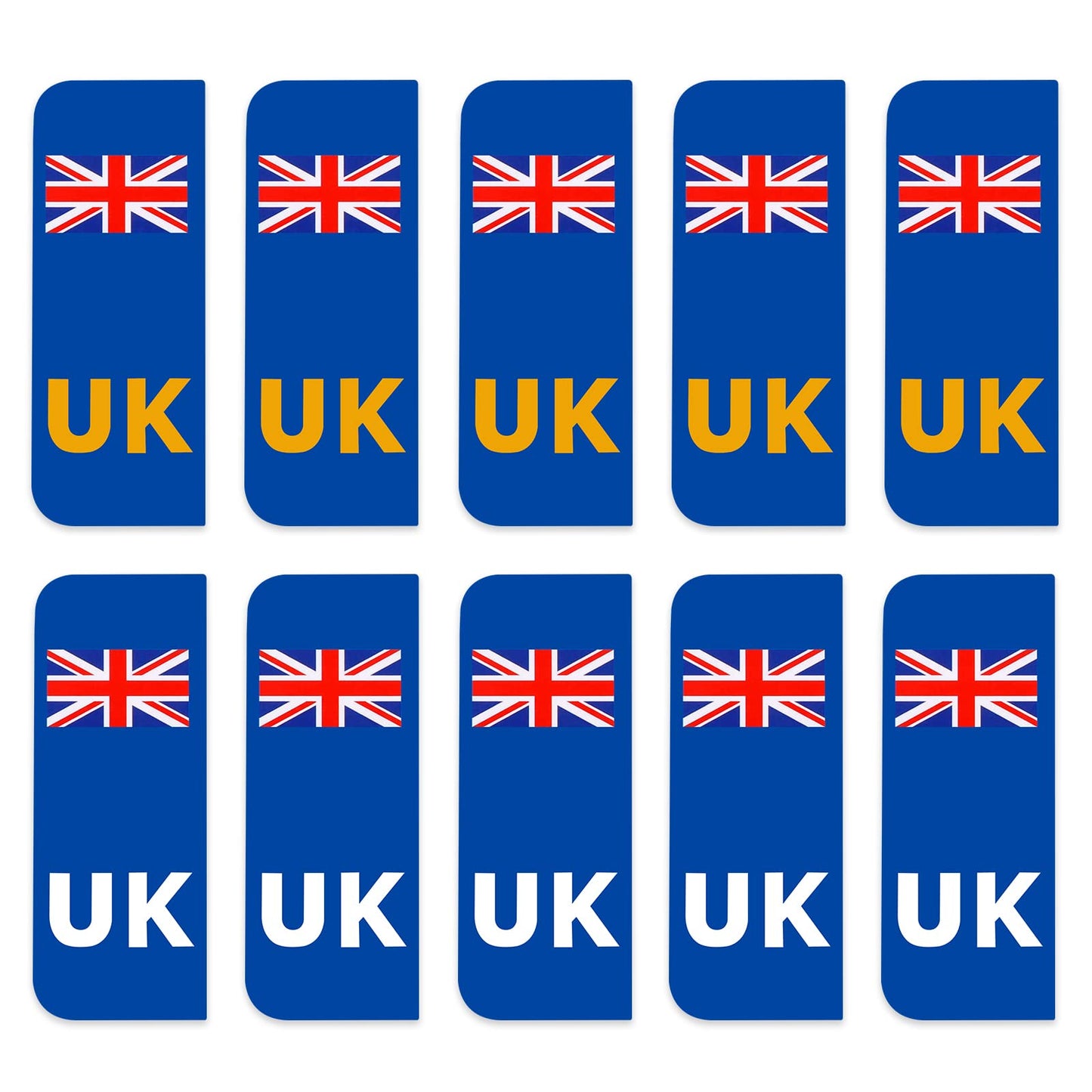 cobee UK Car Stickers, 5 Pack of Yellow+5 Pack of White European Road Legal UK Car Number Plate Vinyl Stickers for Replace GB Stickers after BREXIT, United Kingdom Symbol Car Reflective Vinyl Stickers