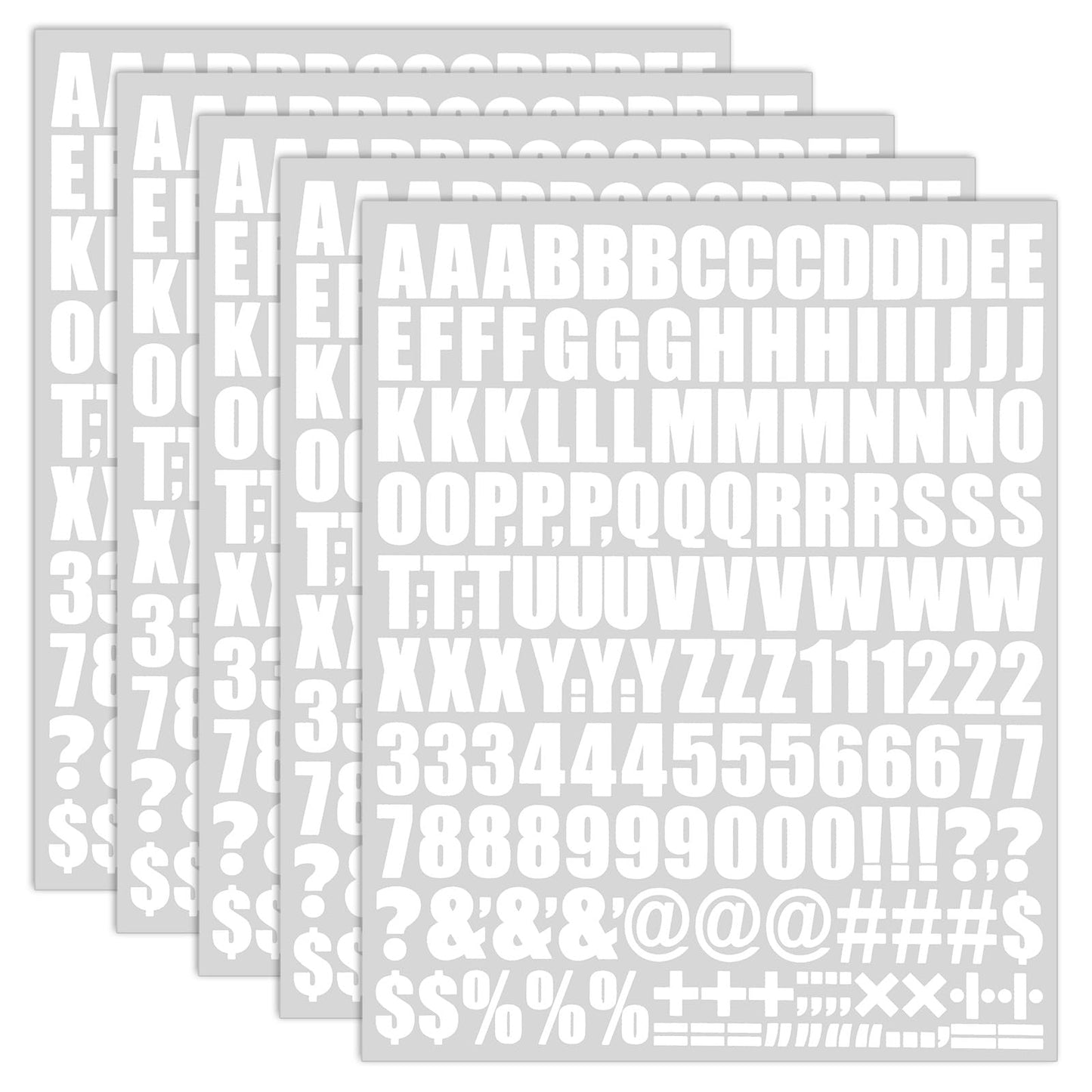 WJIAAA Letters and Numbers for Iron-on, 5 Sheets 1 Inch White DIY Fabric Transfer Letters for T Shirt Clothing Crafts (White)