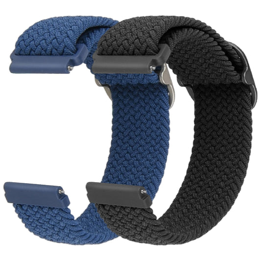 Andibro Braided Nylon Watch Straps,2Pcs Quick Release Watch Strap Handwoven Stretchy Solo Loop Sport Elastic Bands Watchband wristband Strap for Women Men Compatible with Most Watches(20mm,Black+Blue)