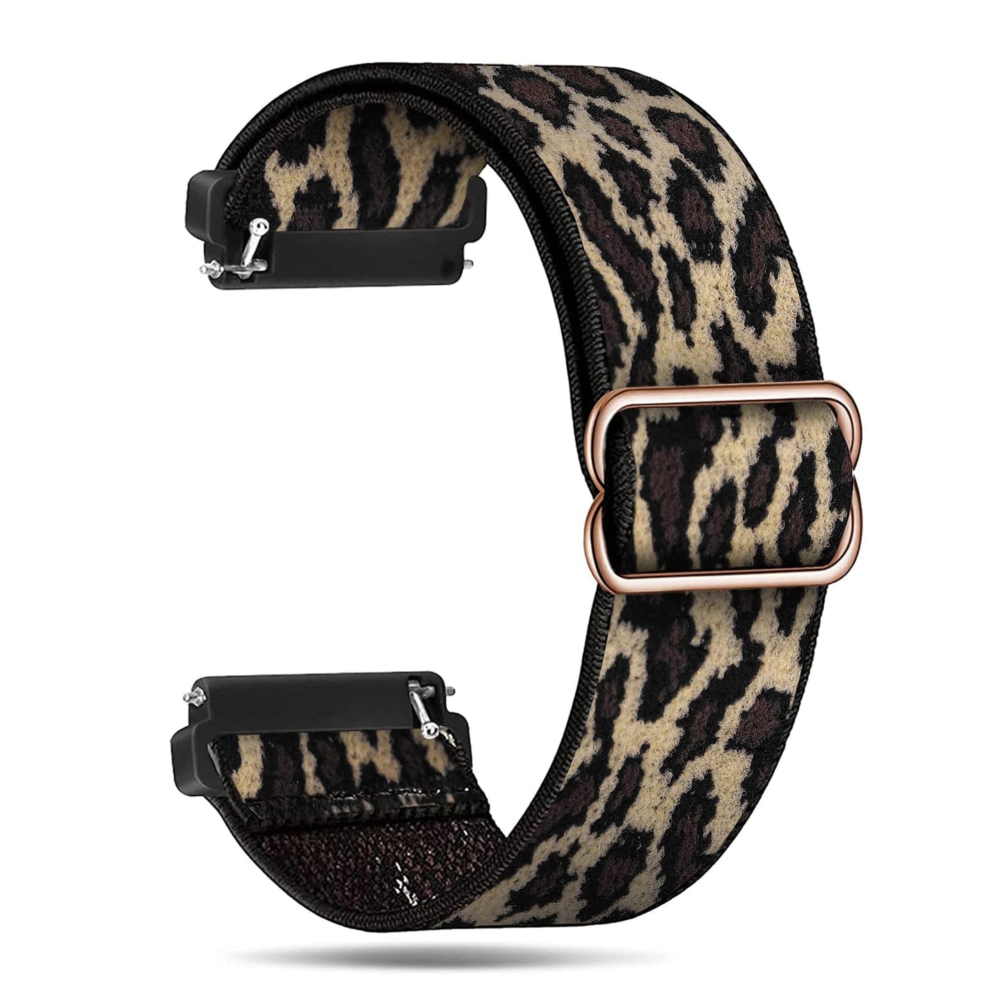 cobee Elastic Nylon Watch Strap, 20mm Nylon Weave Sport Band, Universal Watch Replacement Strap, Adjustable Braided Stretch Replacement Wristband, Braided Elastic Straps for Lady Women (Leopard Print)