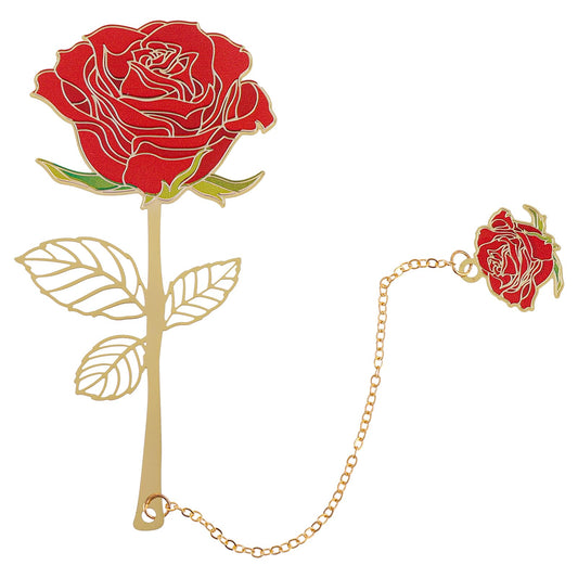 Bewudy Red Rose Bookmark with Flower Pendant, Metal Book Page Holder for Reading Lovers, Unique Gifts BookMarkers for Women, Her, Mom, Librarian, Teacher Book Lovers
