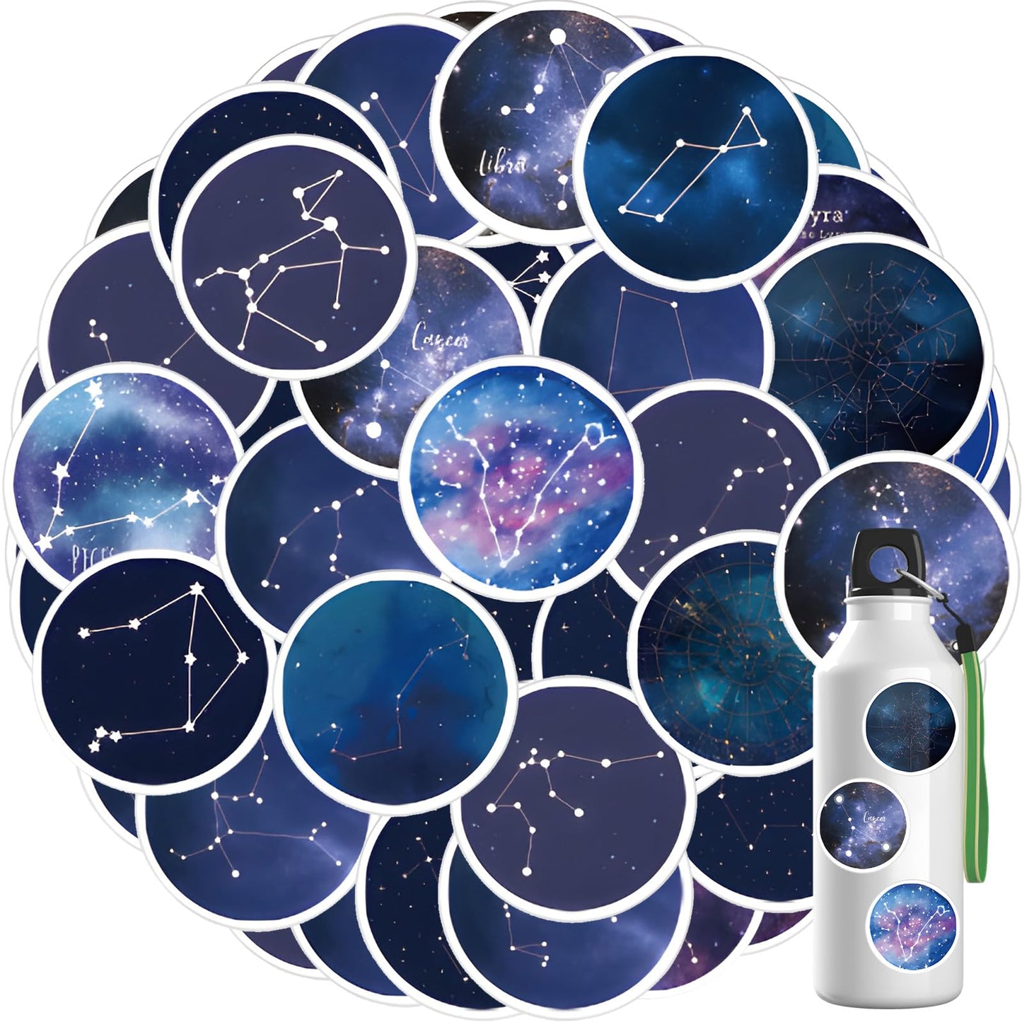 Molain Horoscope Stickers Set, 60Pcs Personalized Mysterious Graffiti Stickers Waterproof Vinyl Decals for Laptops Water Bottle Computer Refrigerators Luggage Phone Cases Bicycles