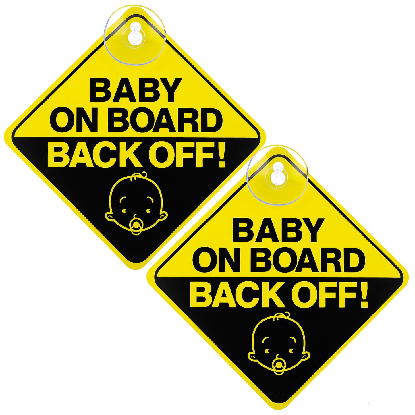 TIESOME 2PCS Baby on Board Sign for Car Warning, Removable Kids Safety Warning Sticker Sign for Car Warning with Suction Cups Durable Baby Sticker Decal (Back Off)