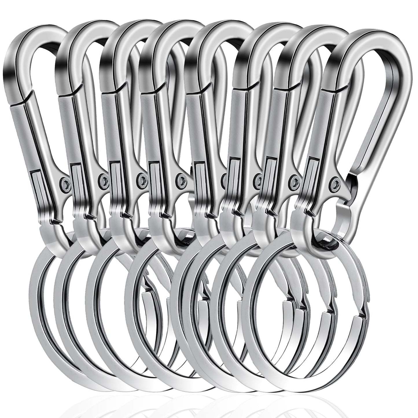 Amaxiu 8 PCS Heavy Duty Zinc Alloy Keychain, Metal Carabiner Keychain Car Key Holder Spring Keyring Quick Release Key Chain Clips Carabiner Keyring for Men Women
