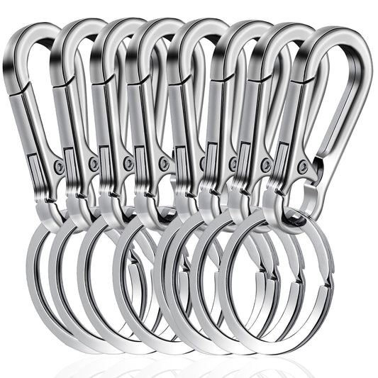 Amaxiu 8 PCS Heavy Duty Zinc Alloy Keychain, Metal Carabiner Keychain Car Key Holder Spring Keyring Quick Release Key Chain Clips Carabiner Keyring for Men Women