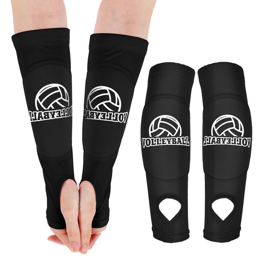 JIEYAO Volleyball Arm Sleeves Passing Forearm Sleeves with Protection Pad and Thumbhole Volleyball Arm Pads for Men Youth Wrist Guard(black)