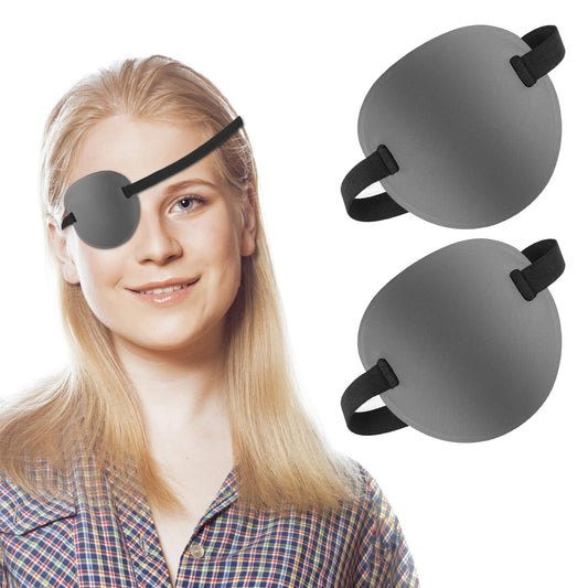 Bewudy 2PCS Eye Patch, 3D Adjustable Eye Patches, Medical Eye Patch, Amblyopia Lazy Eye Patches for Left or Right Eyes for Adults and Kids (Grey)
