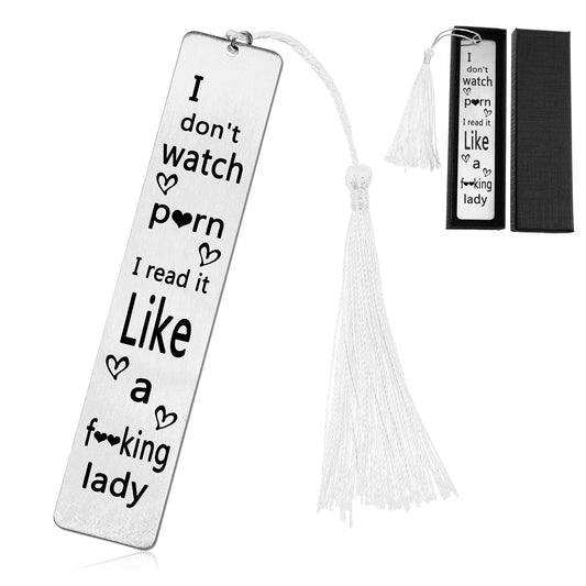 AOZUO Funny Bookmark for Women, Bookmark Gifts for Book Lovers, Bookish Stainless Steel Bookmark Ruler with Tassel for Book Lovers, Dark Romance, Bookworms (Silver)