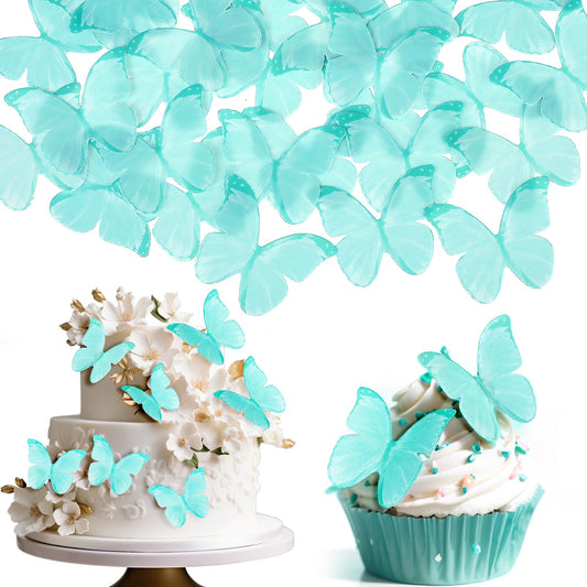 Giantree 60 Pcs Edible Butterflies for Cake Decorating, Wafer Paper Butterfly Cake Topper Butterfly Cupcake Decorating for Wedding Birthday Anniversary Flower Themed Party Decorating Princess Games
